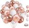 75 Pcs 12 Inch Rose Gold Balloons,Rose Gold and White Balloons,Rose Gold Metallic Latex Confetti Balloons for Birthday Wedding Engagement Bridal Shower Bachelorette Party Decorations